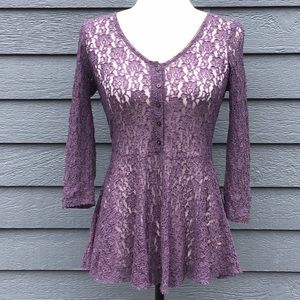 Free People Lace Peplum Top